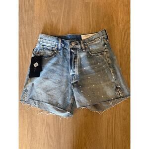 Rag & Bone High Rise Midi Denim Cut Off Shorts Sz 24 NWT